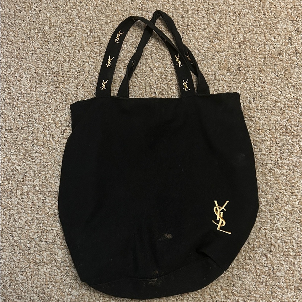 Yves Saint Laurent Black and Gold Logo Tote